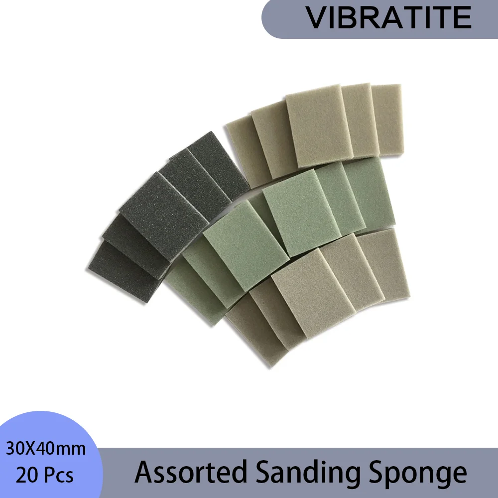 30x40mm Sanding Sponge Sanding Block 20 Pcs Assorted 300-400 500-600 800-1000 1200-1500 Grit for Polishing Wood Metal Furniture