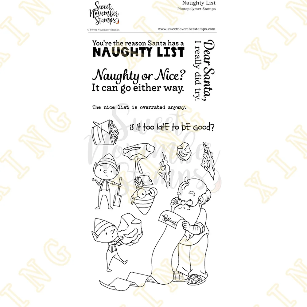 Naughty List Metal Cutting Dies Silicone Stamps Scrapbooking New Make Photo Album Card DIY Paper Embossing Craft Supplies 2023