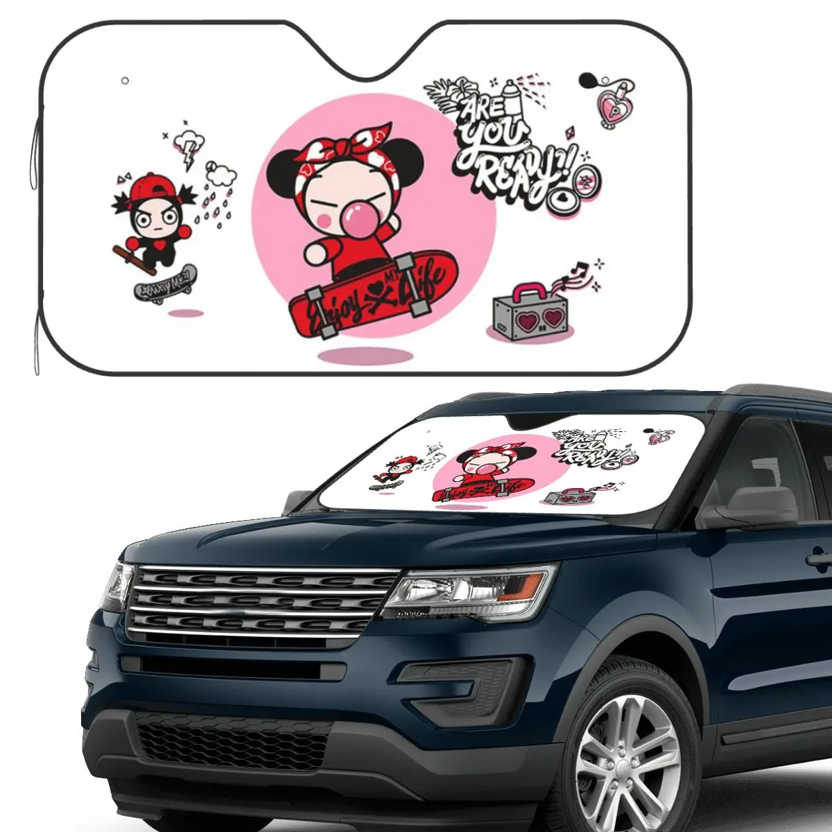 

Cartoon Pucca (5) Sunshade Windscreen Car Front Windshield Window Sun Visor Accessories Covers