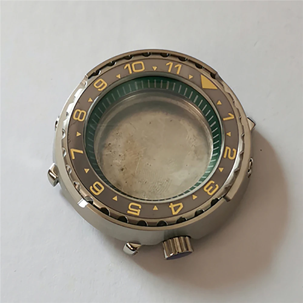 45MM Diving Watch Case Ceramic Bezel Mineral Glass for NH35/NH36 Movement Modify Tuna Can Watch Shell 4.2 Position