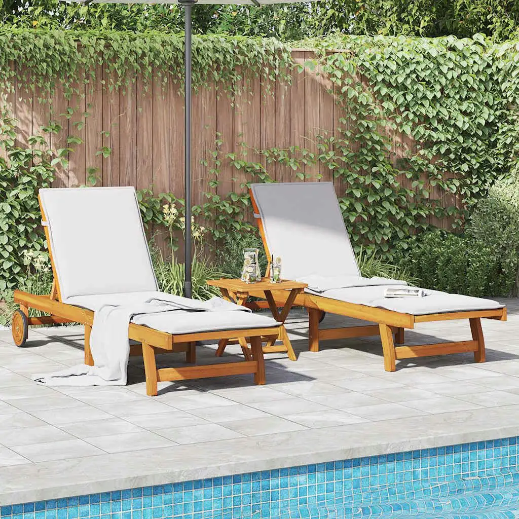 

Sun Lounger Set of 2 Solid Acacia Wood Standard