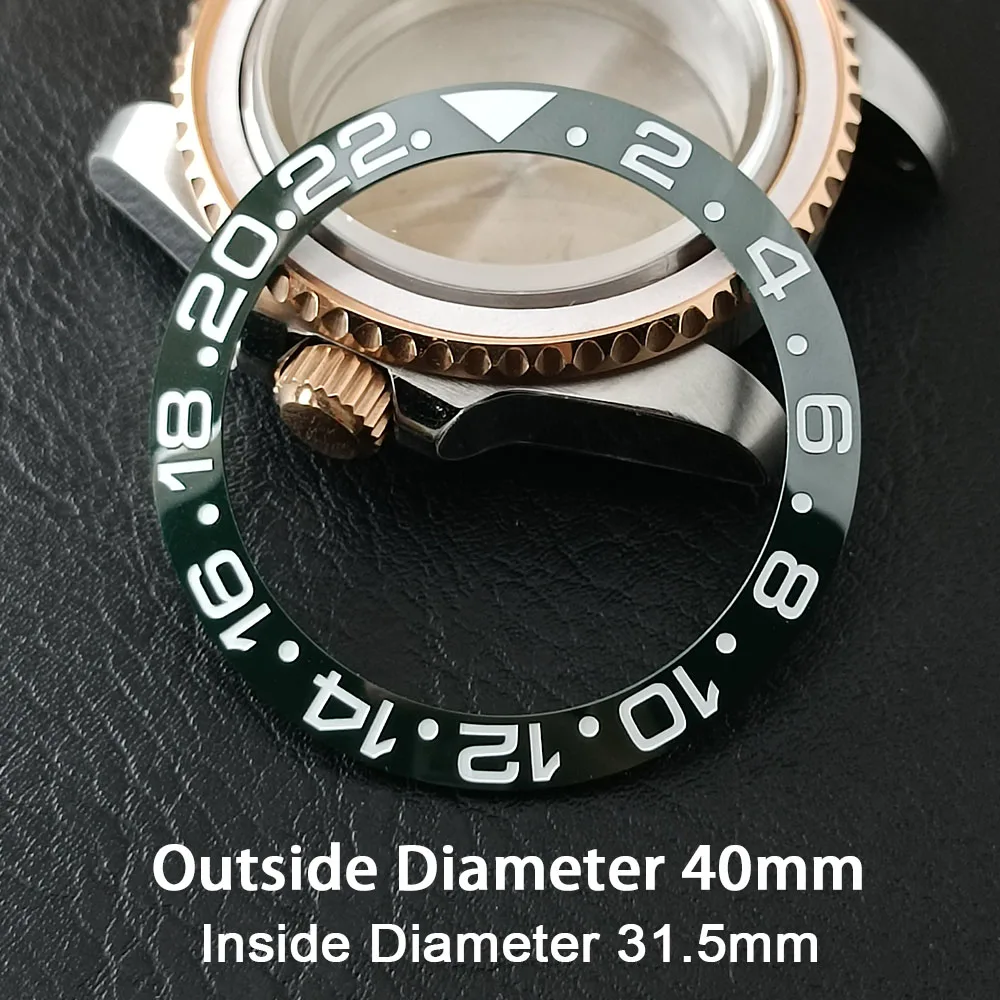 Schräge 40 mm * 31,5 mm grüne/schwarze/rote/blaue Keramik-Lünetteneinlage für Uhren, zum Ersetzen des Zifferblatts, Uhrenlünetteneinlagen