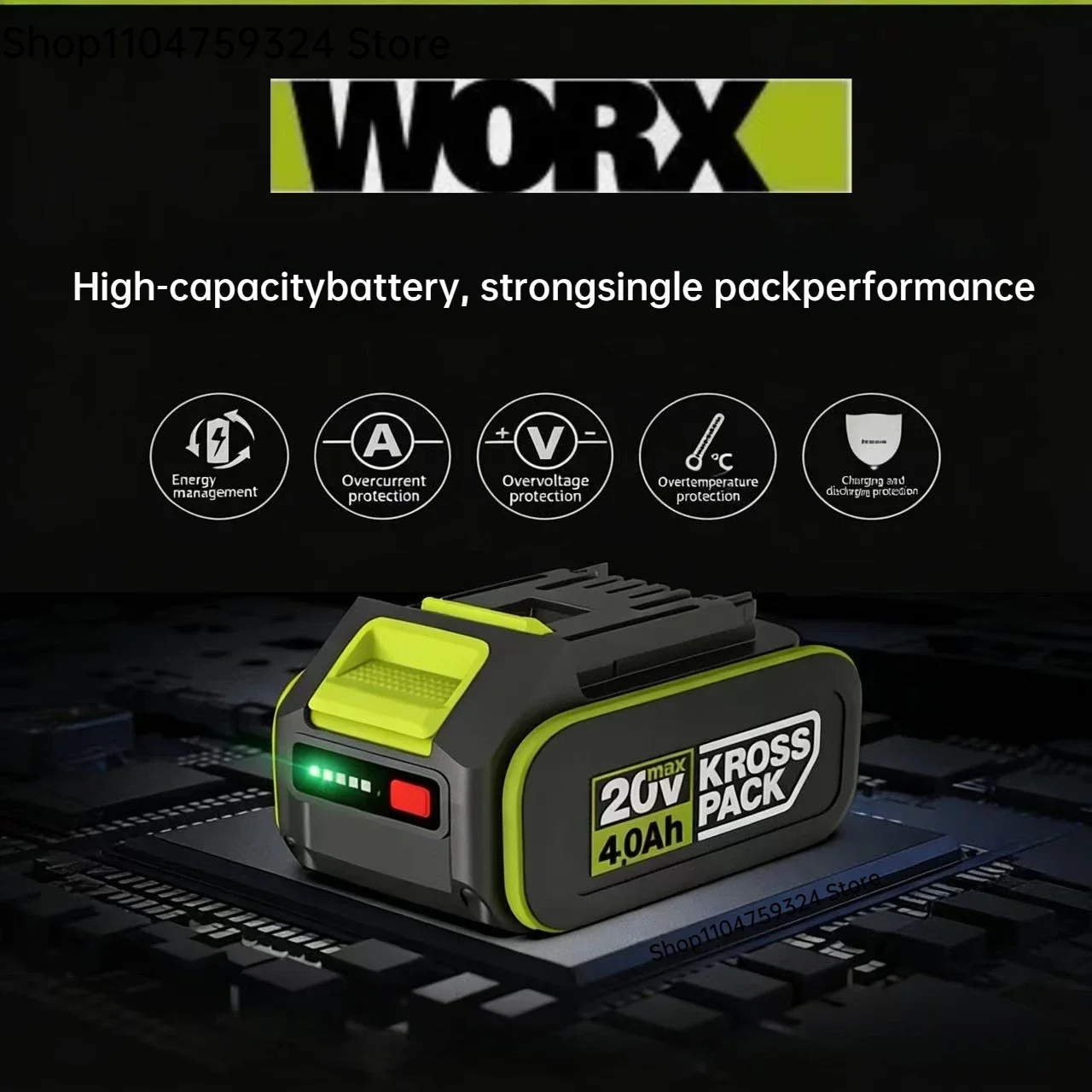 

Genuine Original 20V Rechargeable Lithium Battery 6.0Ah 8.0Ah Original Replace WORX WA3551 Stable Performance for WG630 WG629