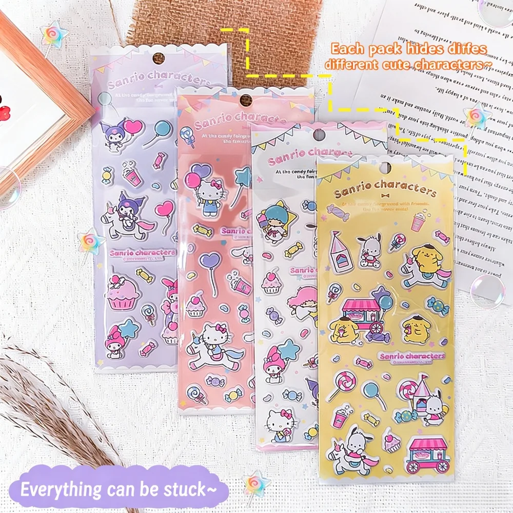 Genuine Sanrio PVC Stickers Hello Kitty Kuromi My Melody Cinnamoroll Kawaii Sticker for Journal Scrapbook Laptop Phone