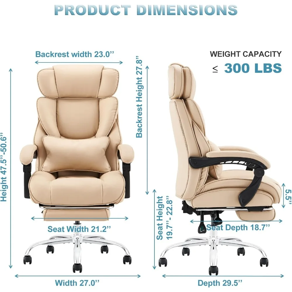 COLAMY Office Chair with Retractable Footrest, Ergonomic High Back Design Executive Computer Desk Chair with Removable Lumbar Pi