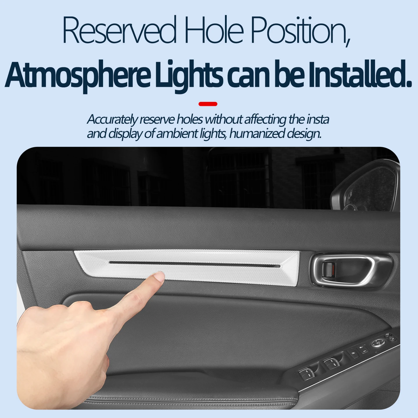 For Honda 2022 2023 2024 2025 11th Gen Civic Car Inner Door Panel Cover Trim Decorative Interior Accessories