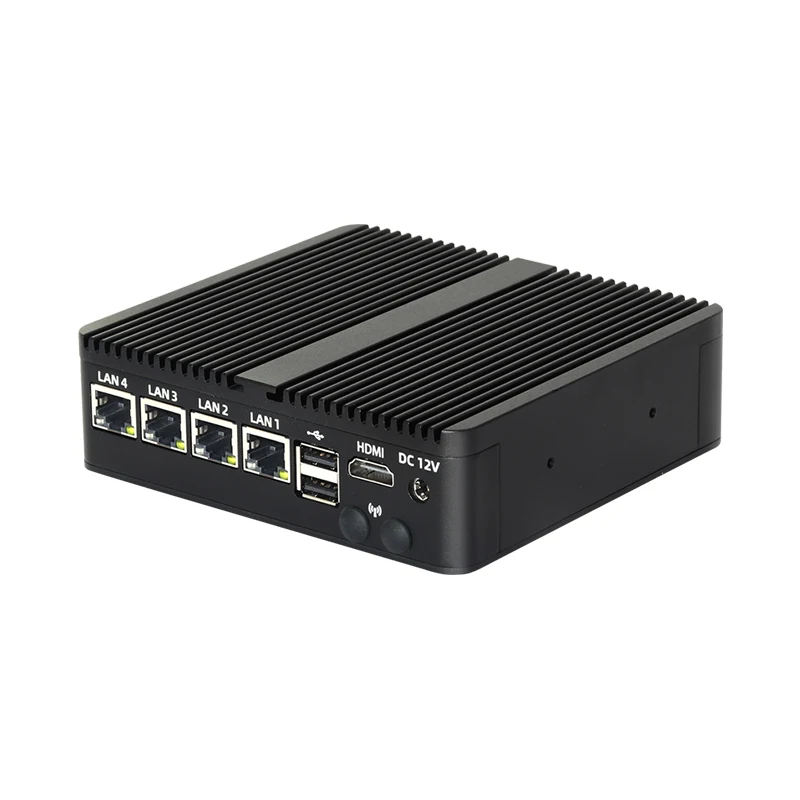 Mini PC sin ventilador enrutador suave Intel Celeron J6412 J4125 J1900 N2830 N150 4x Ethernet 2,5G Intel i226V NIC Friewall aparato