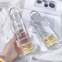 Durable 400ML/1L Transparent Plastic Water Cup Students Simple Sports Cup Large Capacity Portable Cup with Text