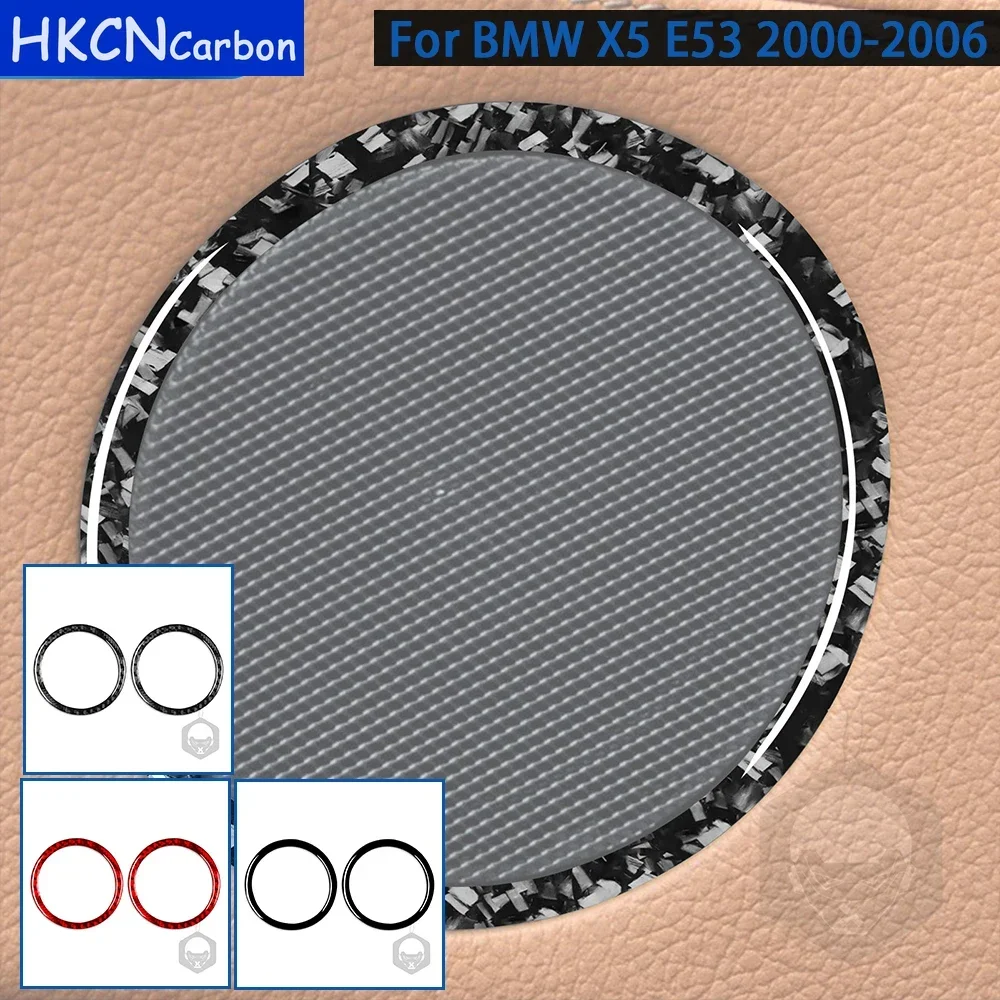 

For BMW X5 E53 2000 2001 2002 2003 2004 2005 2006 Accessories Carbon Fiber Interior Door Horn Ring Trim Sticker
