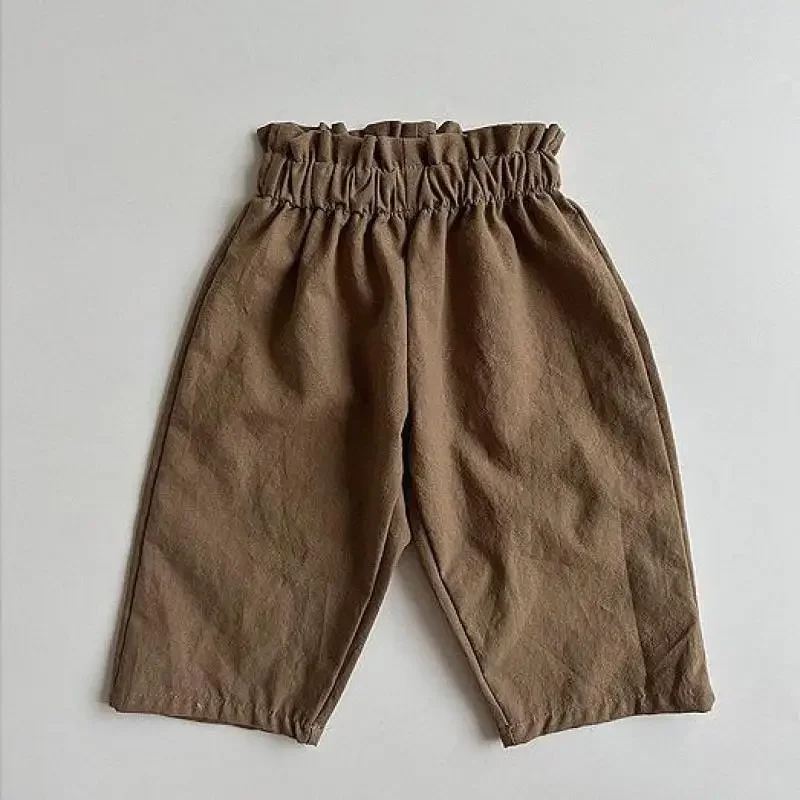 

Весенне-летние хлопковые универсальные хлопковые брюки в горошек с высокой талией, детские винтажные брюки в клетку, свободные широкие брюки для мальчиков