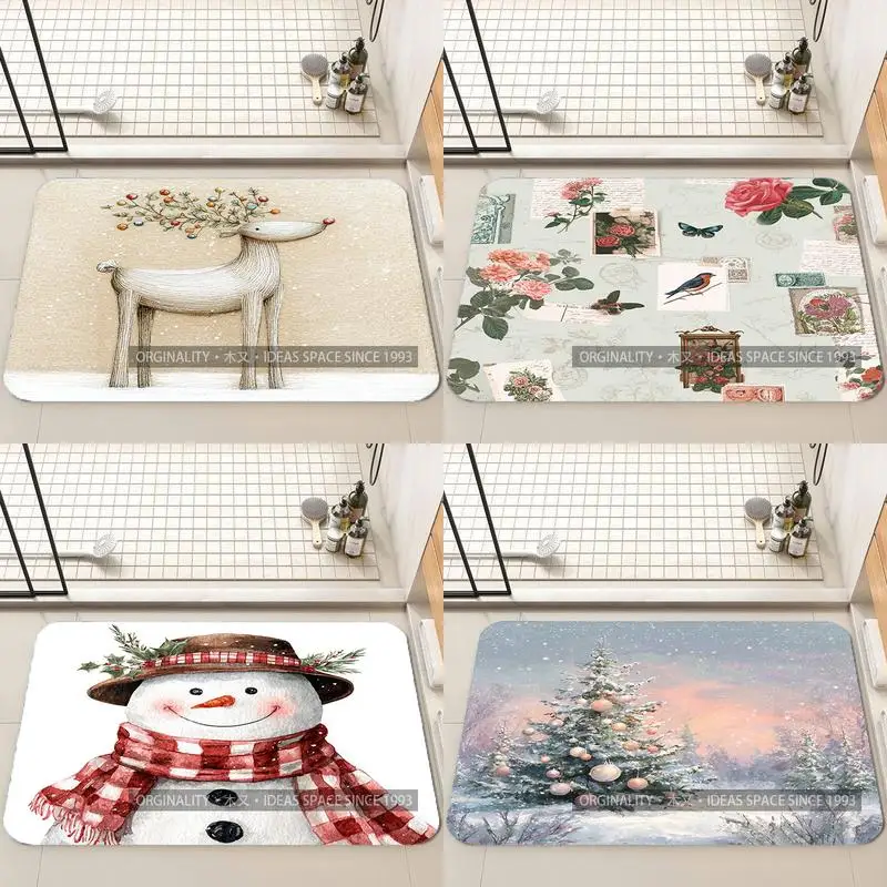 

Santa & Reindeer Pattern Living Room Decoration Home Sofa Non-Slip Carpet Study Bedroom Tatami Children'S Soft Floor Mat