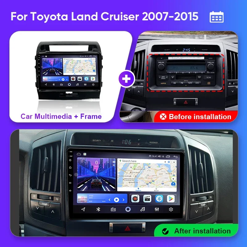 Car Radio 13 For Toyota Land Cruiser 11 200 2007-2015 Stereo HeadUnit Dash Cam No 2din DVD Touch Screen Multimedia Player HDR