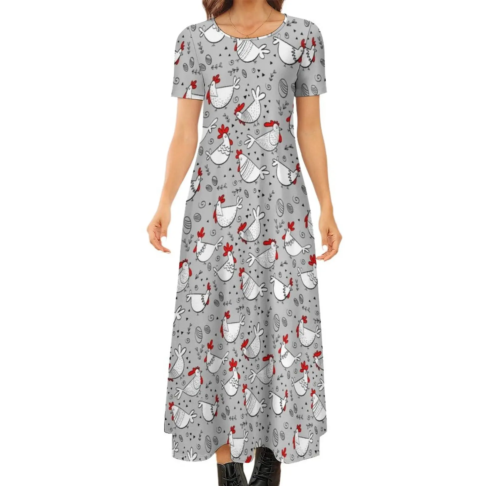 

Chicks it is Round Neck Short Sleeve Dress Long dresses womens dress