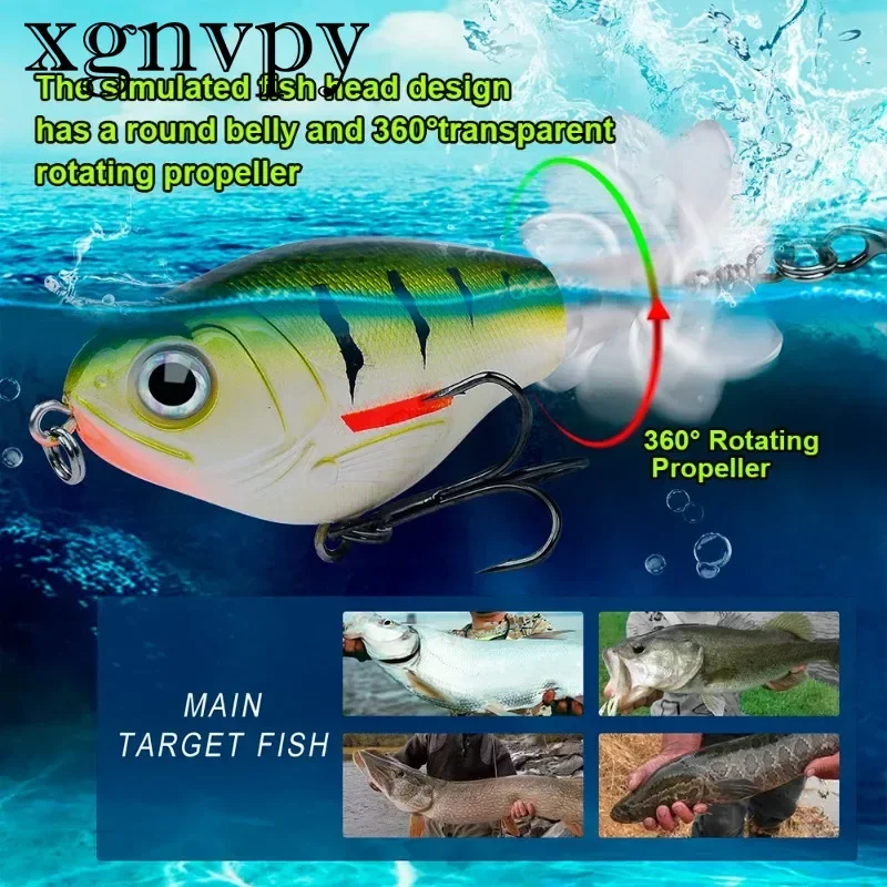 Xgnvpy Topwater Fishing Lures, Whopper Popper, Artificial Bait, Hard Plopper, Soft Rotating Tail, Fishing Tackle, 11.5g,16g,1Pc