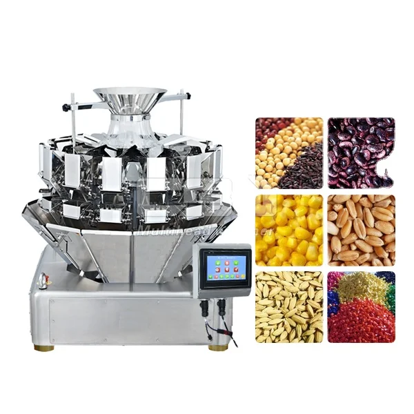 OEM Cheese Puffed Food Grain Rice Coffee Beans Weighing Filling Multi-Head Weigher Sugar Packaging Machine