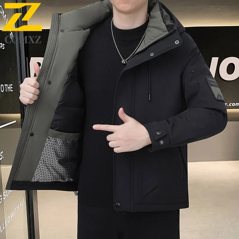 COMXZ Men Puffer Jacket Comfortable Trendy Short Fashion Lightweight Skiing Padding Coat Snowy Casual Versatile Winter Jacket