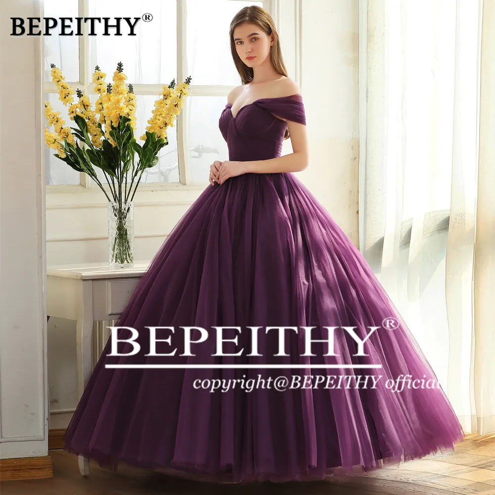 Bepeithy personalizado fora do ombro vestido de baile longo vestido de noite festa elegante 2023 robe de soiree roxo princesa vestido de baile