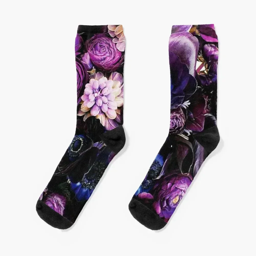 

Purple Flowers Socks sheer Lots winter thermal Running Socks Men Women's