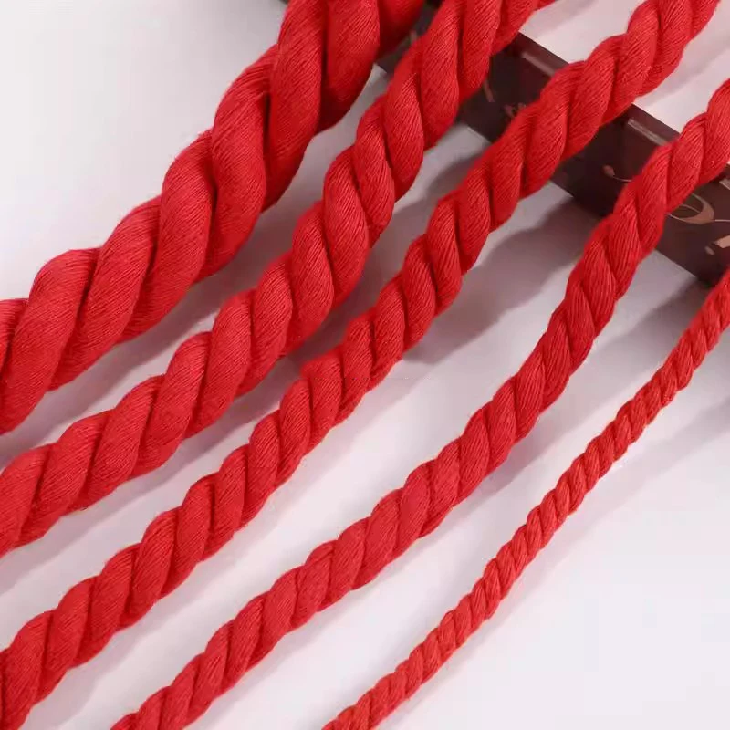 2/5/10Meter 5/8/12/20mm Red Twisted Cotton Cords for Bag Decoration Macrame Cord Knapsack Belt 3 Shares Braided Rope Sewing Yarn view 6
