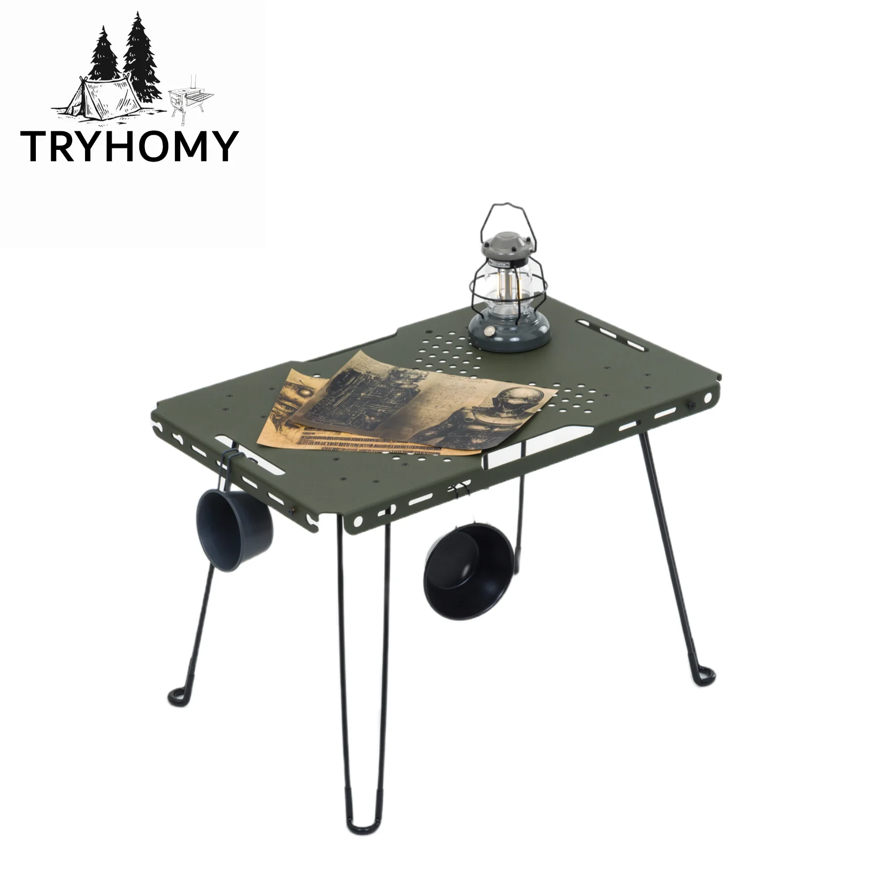 

Tryhomy Outdoor Folding Table Camping Tactical Table Portable Spliceable Picnic Dinner Table Lightweight Aluminum Alloy Table