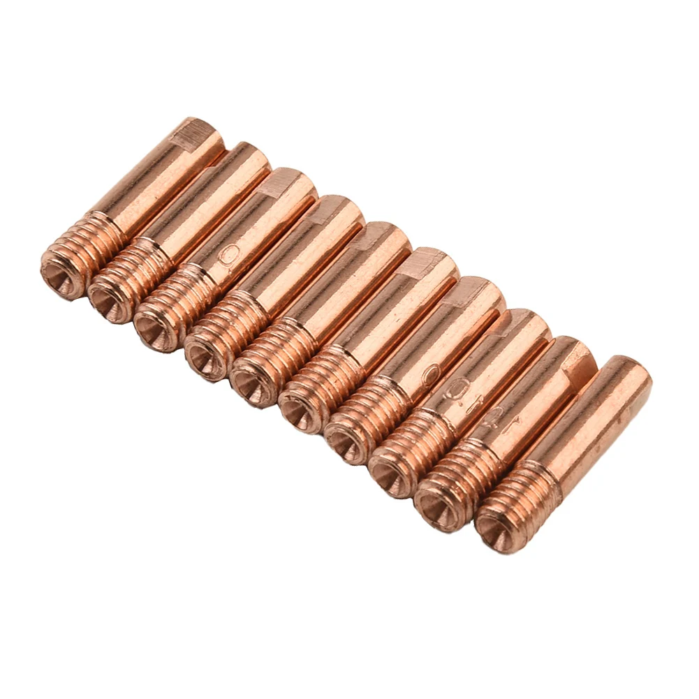 10pcs M6 Welding Torch Tips Holder Gas Nozzle Copper Tool 0.8mm/1.0mm/1.2mm MB-15AK MIG/MAG For Welding Machine M6x1 Wire Mouth