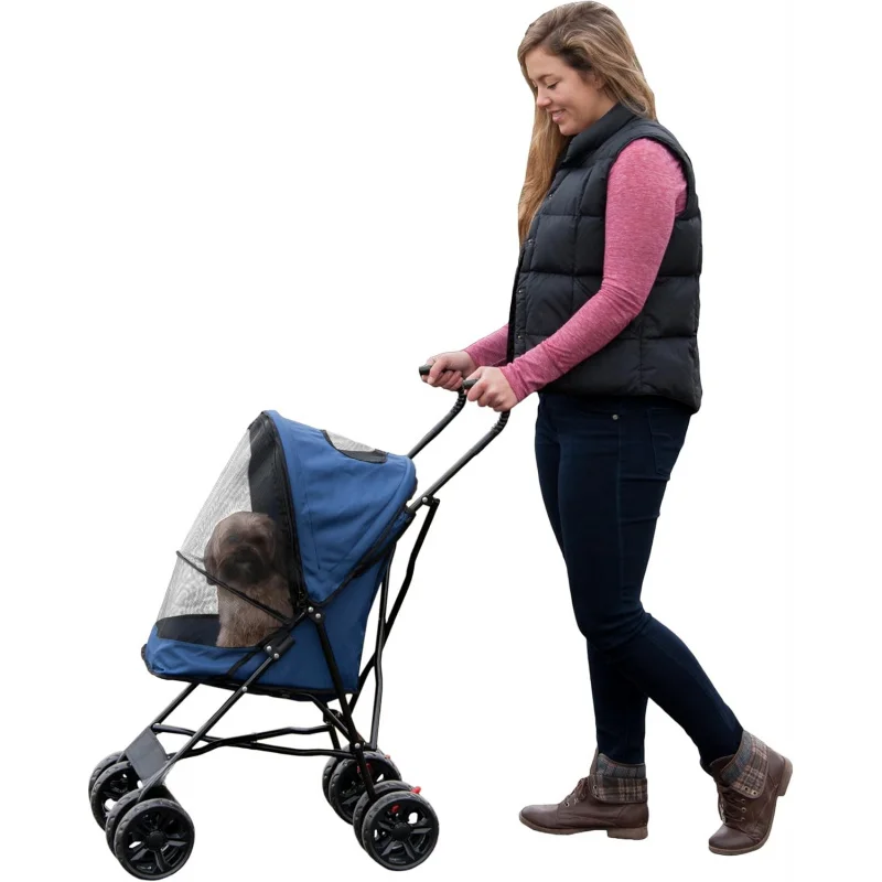 Pet Gear Travel Lite Plus Stroller, Compact, Easy Fold, No Assembly Required, Large Wheels for Cats and Dogs up to 15 pounds