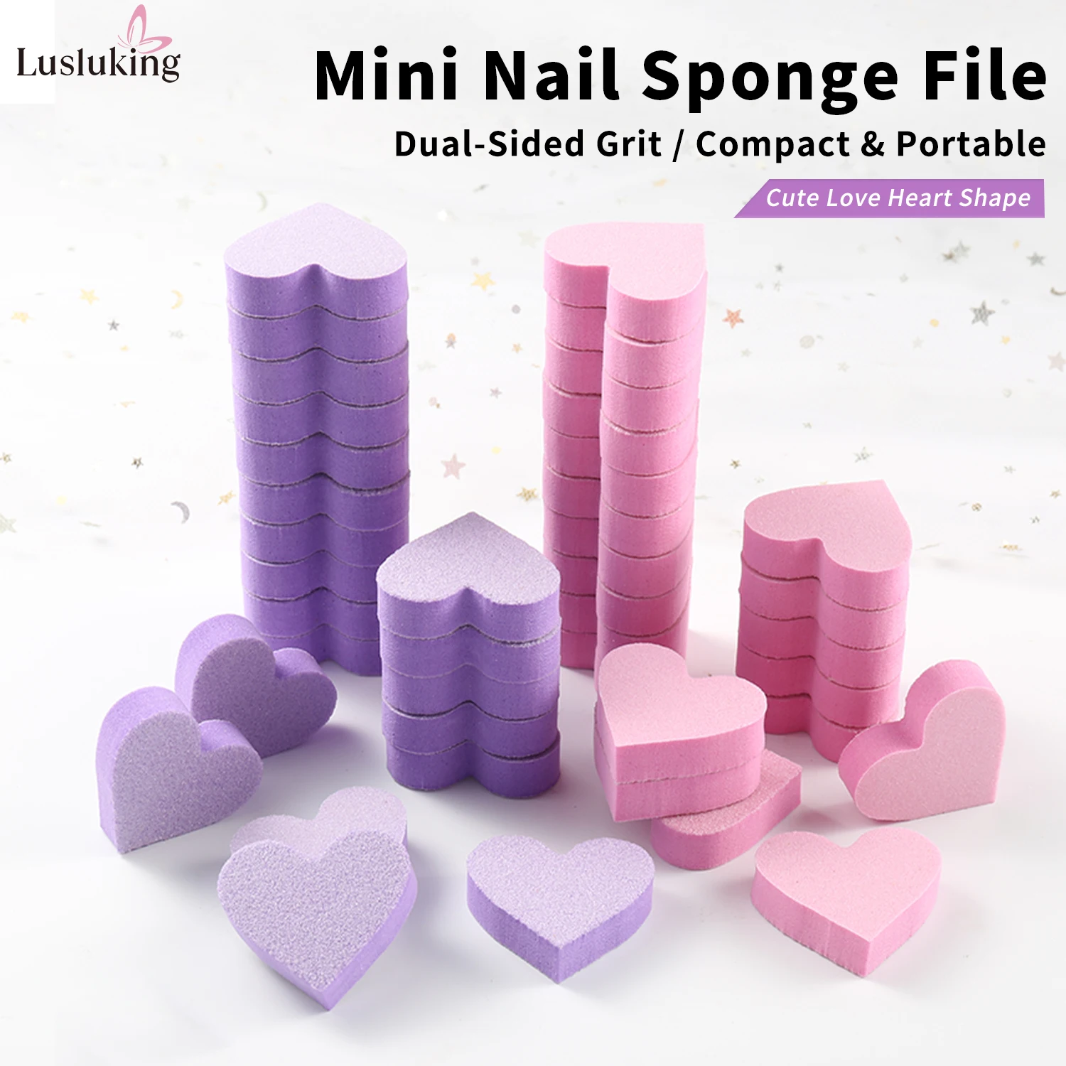 ชุดตะไบเล็บ 20 ชิ้น รูปหัวใจขนาดเล็ก สำหรับทำเล็บมือและเล็บเท้า พร้อมดีไซน์สวยงาม