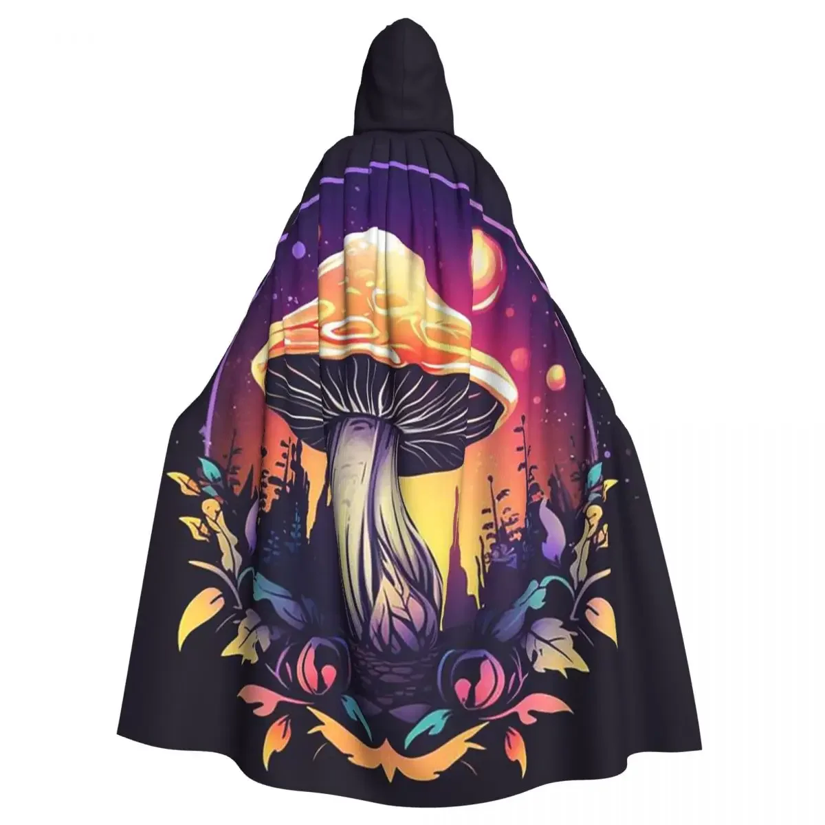 Magic Mushroom At Night In A Mystical  Psychedelic Mushroom Hooded  Witch Cosplay Cape HalloweenParty Adult Unisex