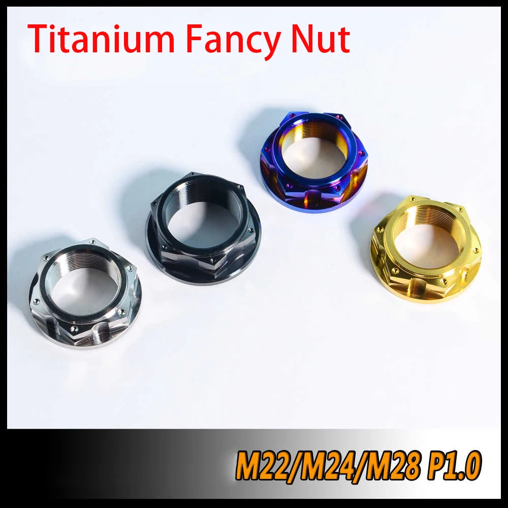 1pcs Titanium Alloy Fancy Nut M22 M24 M28 P1.0 Suitable For Motorcycle Rear Axle Multi Plate Nut Five Colors To Choose From