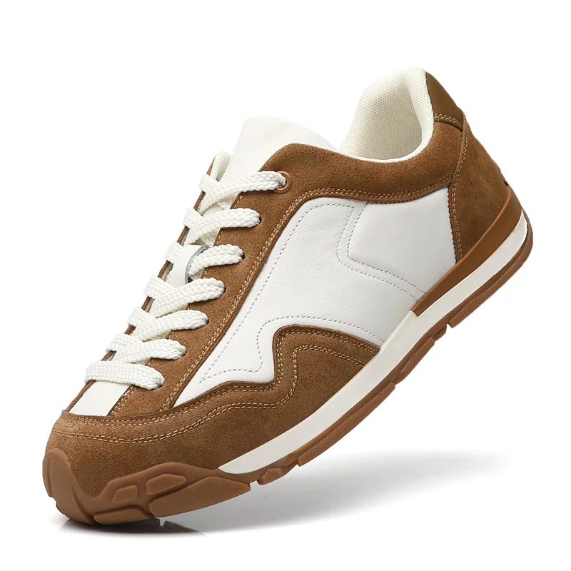 New Men Genuine Leather Casual Shoes Street Fashion Leisure Sport Shoes Young Man Lace-up Sneaker