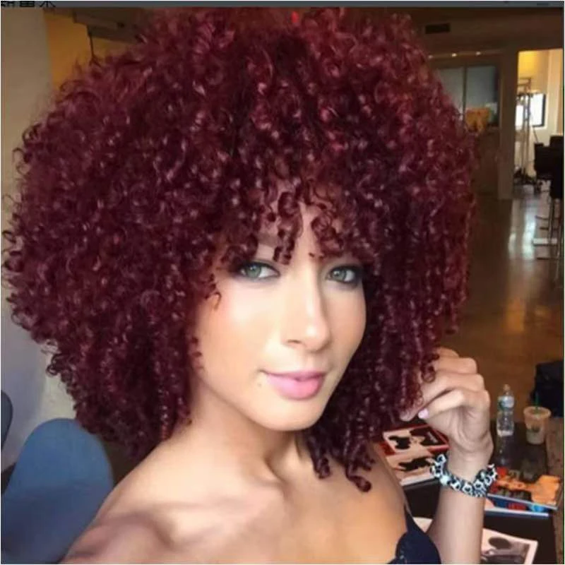 

Африканская женщина, афро, маленький рулон, парик, платье, головные уборы, химическое волокно, короткие волосы, одежда для выступлений на сцене, пушистые вьющиеся волосы