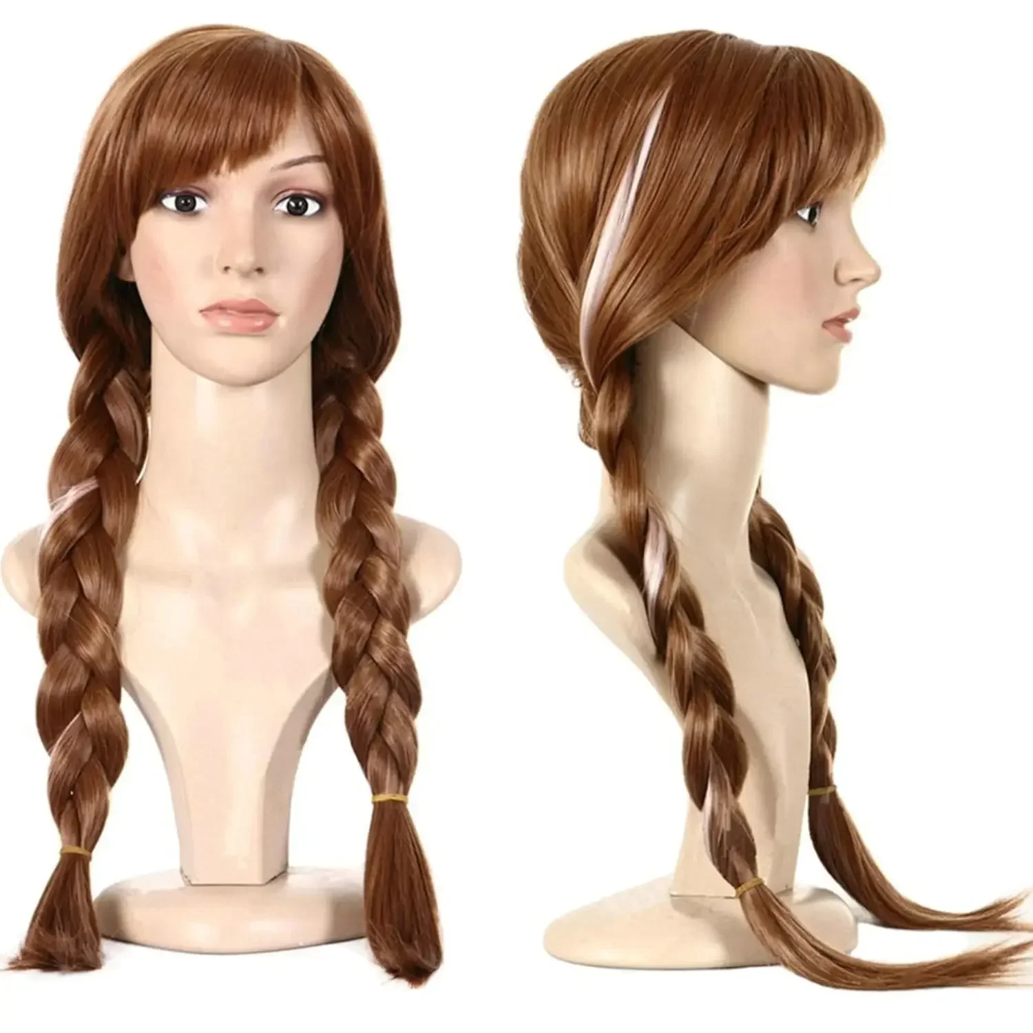 

Pigtail Princess Wig for Women Braided Brown Cosplay Synthetic Wig Brown Braids Women Anna Wigs for Costume Cosplay Party Wig