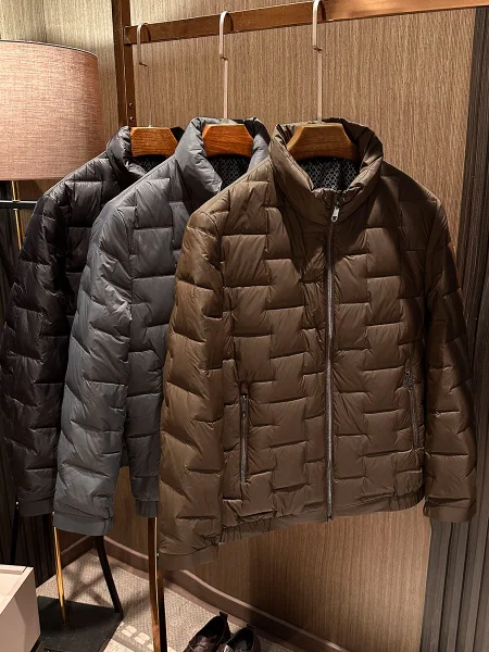 

mat Lightweight Sl Men's High Quali Color Stand Collar down Jaet Busin Casual Sle Windproof Thin