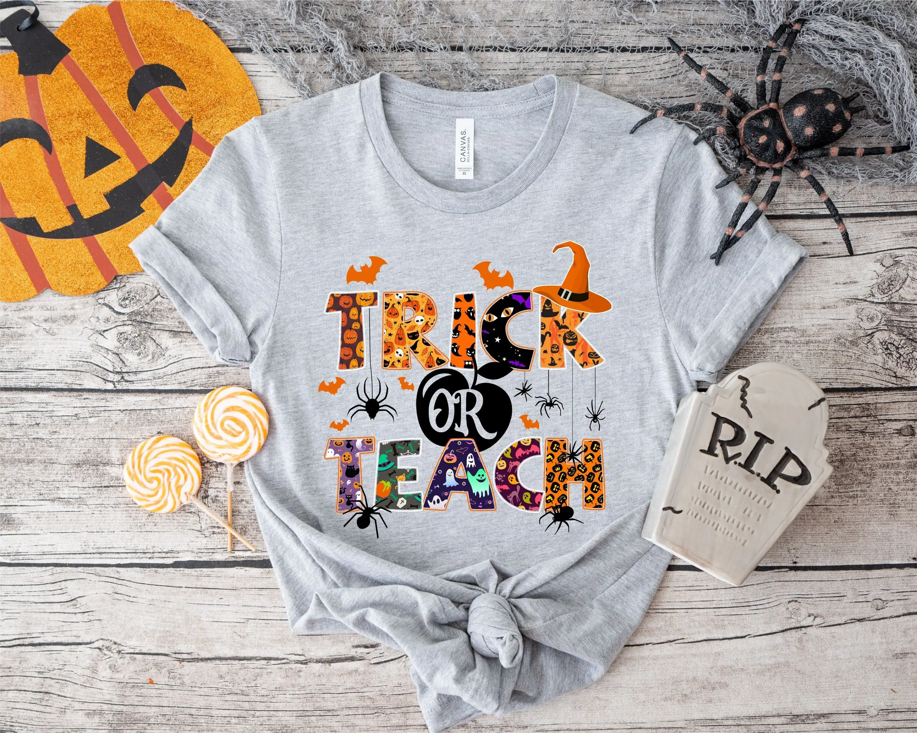 Trick Or Teach T Shirt School Halloween Spooky Season Teacher Treat