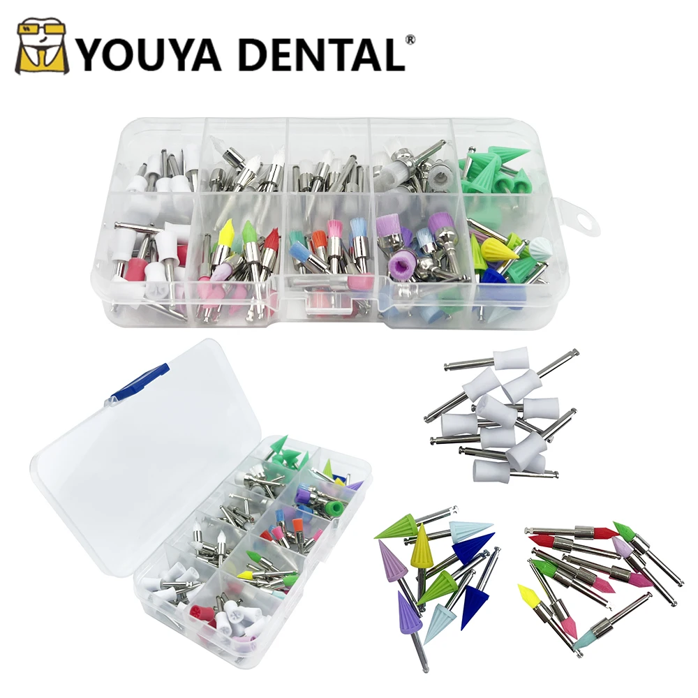 

100pcs/box Dental Prophy Brushes Dental Pages Prophy Cup Screw-in Tooth Polish Polishing Brush for Low Speed Handpiece