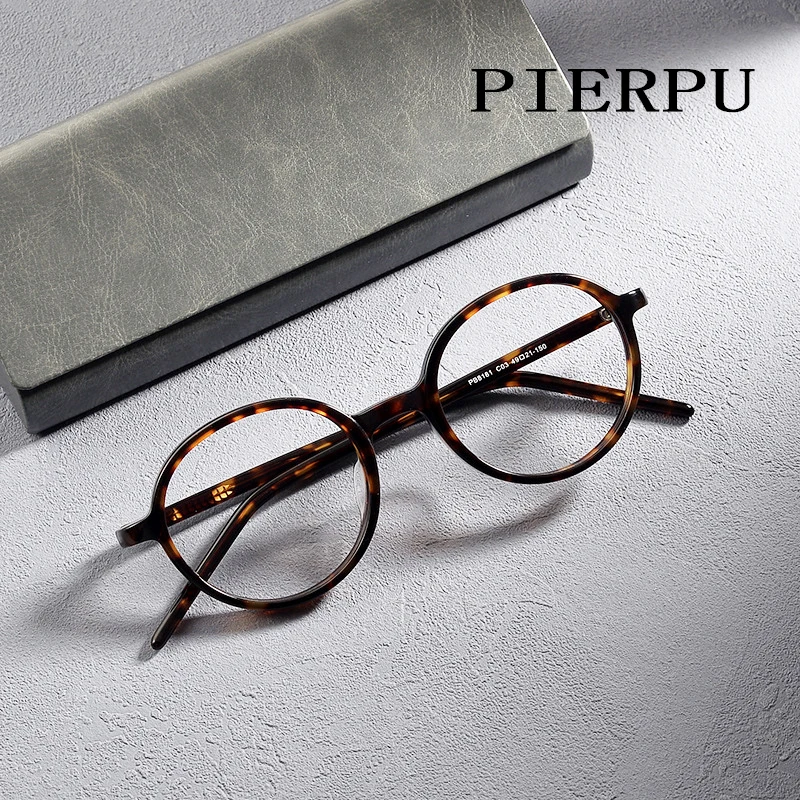 

New Vintage Retro Optical Round Acetate EyeGlasses Frames Men Women Reading Myopia Prescription Eyewear Luxury Brand Design