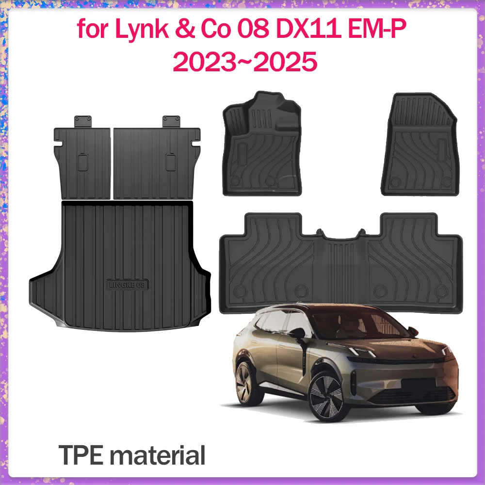 

Напольный коврик для Lynk & Co 08 DX11 EM-P 2023 ~ 2025 Внутренний коврик из ТПЭ для ног Водонепроницаемый коврик для хранения багажника Ковер Аксессуары на заказ