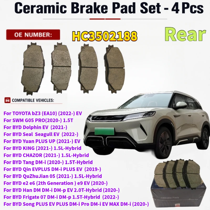 2243 Rear Brake Pad Set For BYD Song MAX DM-i 2022 2023 E2 Yuan Plus EV Seal 05 06 07 SWM G05 PRO 1315016900 1343650600 Accessor