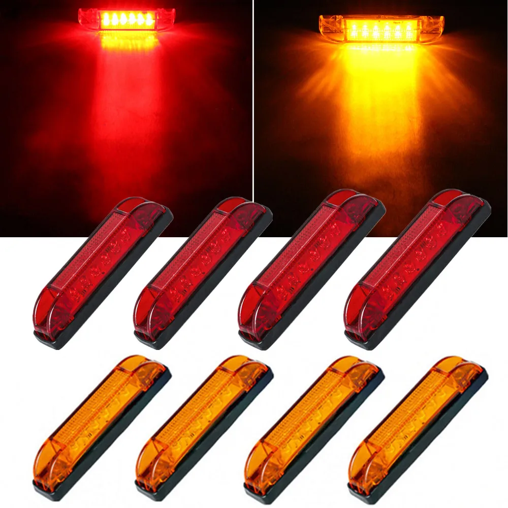 

4PCS 6LED Side Signal Lamp Trucks Marker Light Waterproof Highlight Taillight RV Trailer Cab Front Rear Warning Clearance Lights