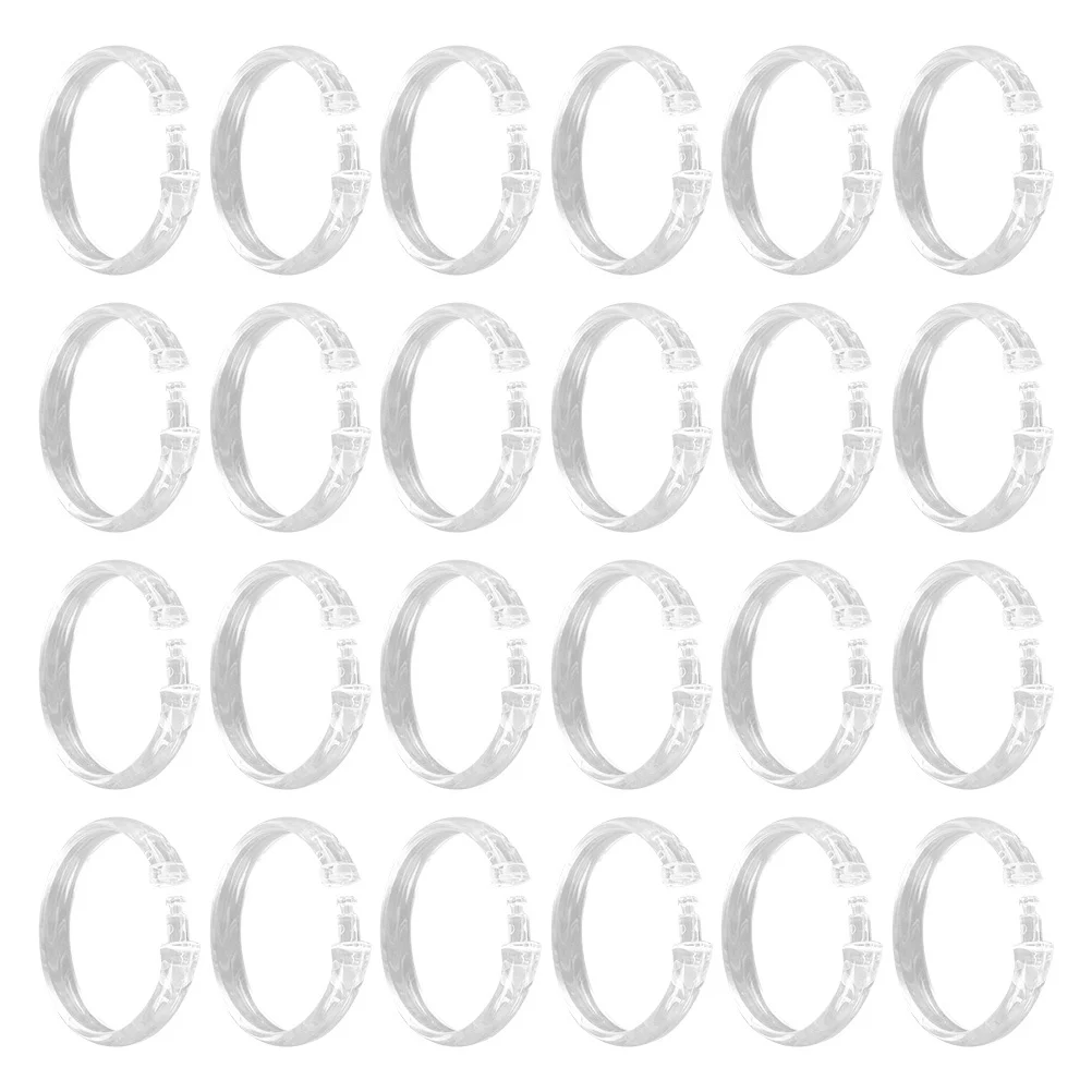 

24Pcs Bath Curtain Hooks Thick Sturdy Plastic Round Rings Ideal for Pleated Curtains Home Bathroom Decoration Circular Hanging
