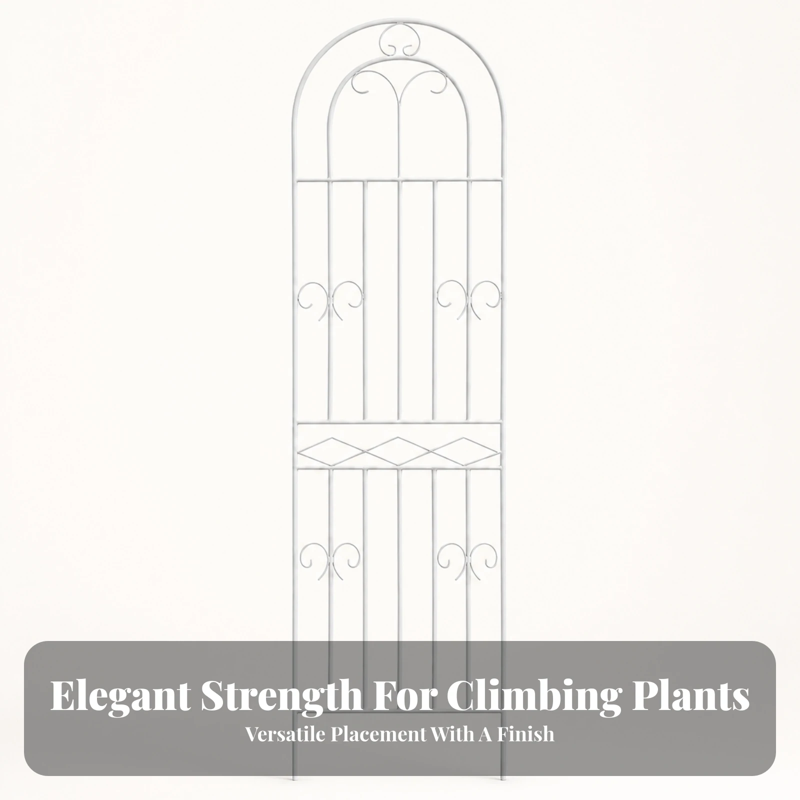 Climbing Trellis with Oval Arch Quick Assembly Garden Arch Trellis Plant Support with Scroll Details Floor-Standing