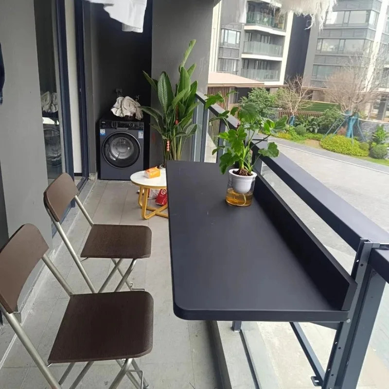 For Patio Garden Balcony Hanging Table Folding Bistro Bar Desk Outdoor Tea Table with Mounting Bracket Portable Hanging Shelf