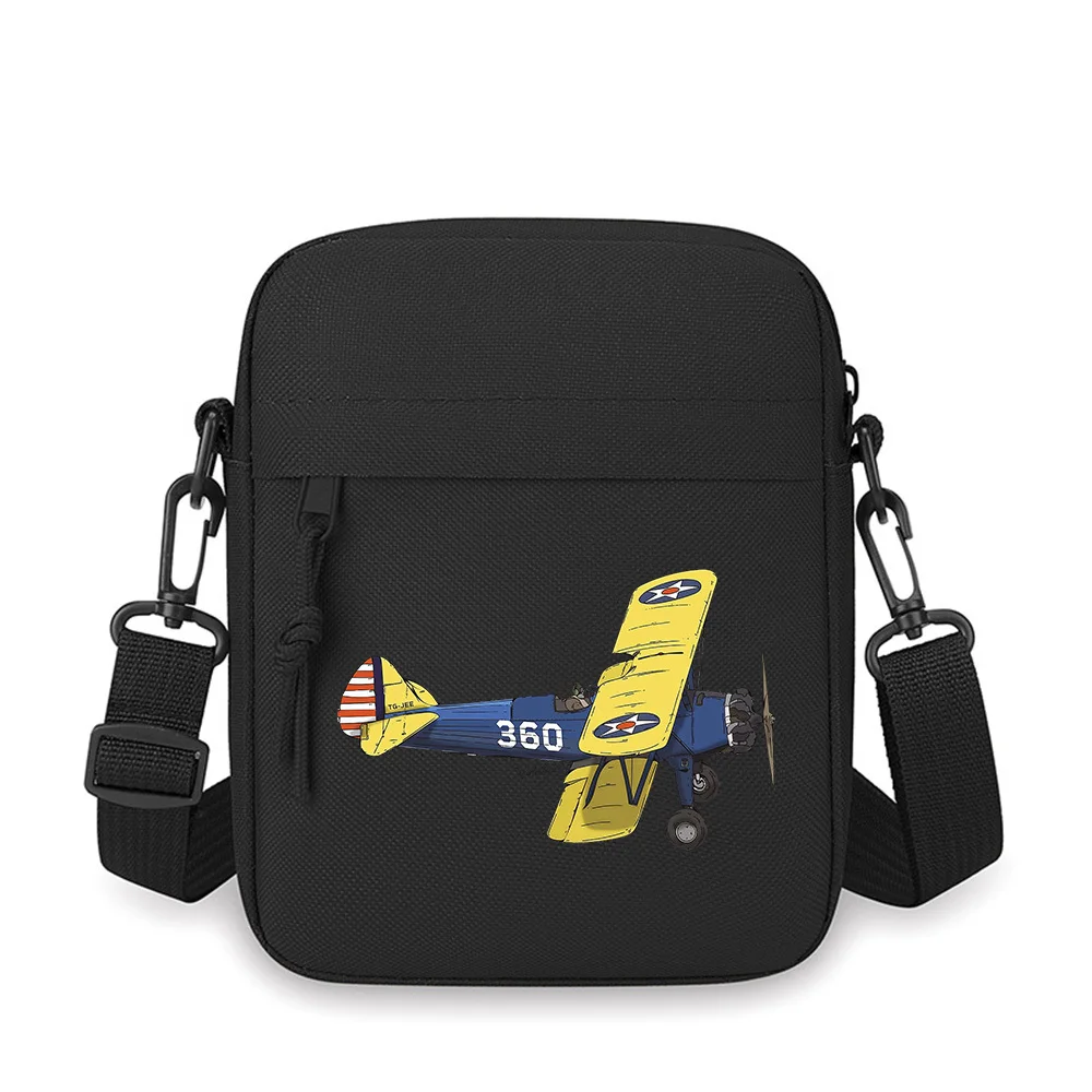 

Yellow wings blue fuselage star white number Men Crossbody Bag Single Shoulder Women Cartoon Anime Film Printing Design Unisex
