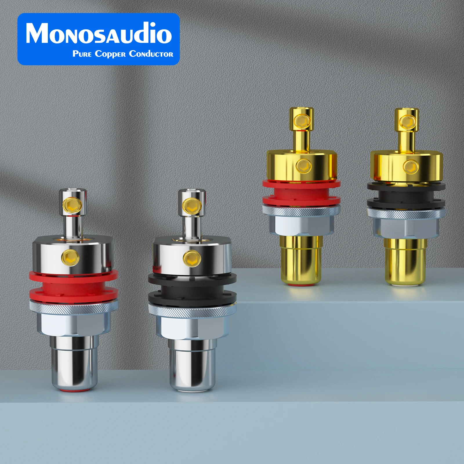 Monosaudio C406 99.998% النحاس النقي RCA مآخذ محطة الهيكل النحاس النقي الروديوم/مقبس أنثى مطلي بالذهب