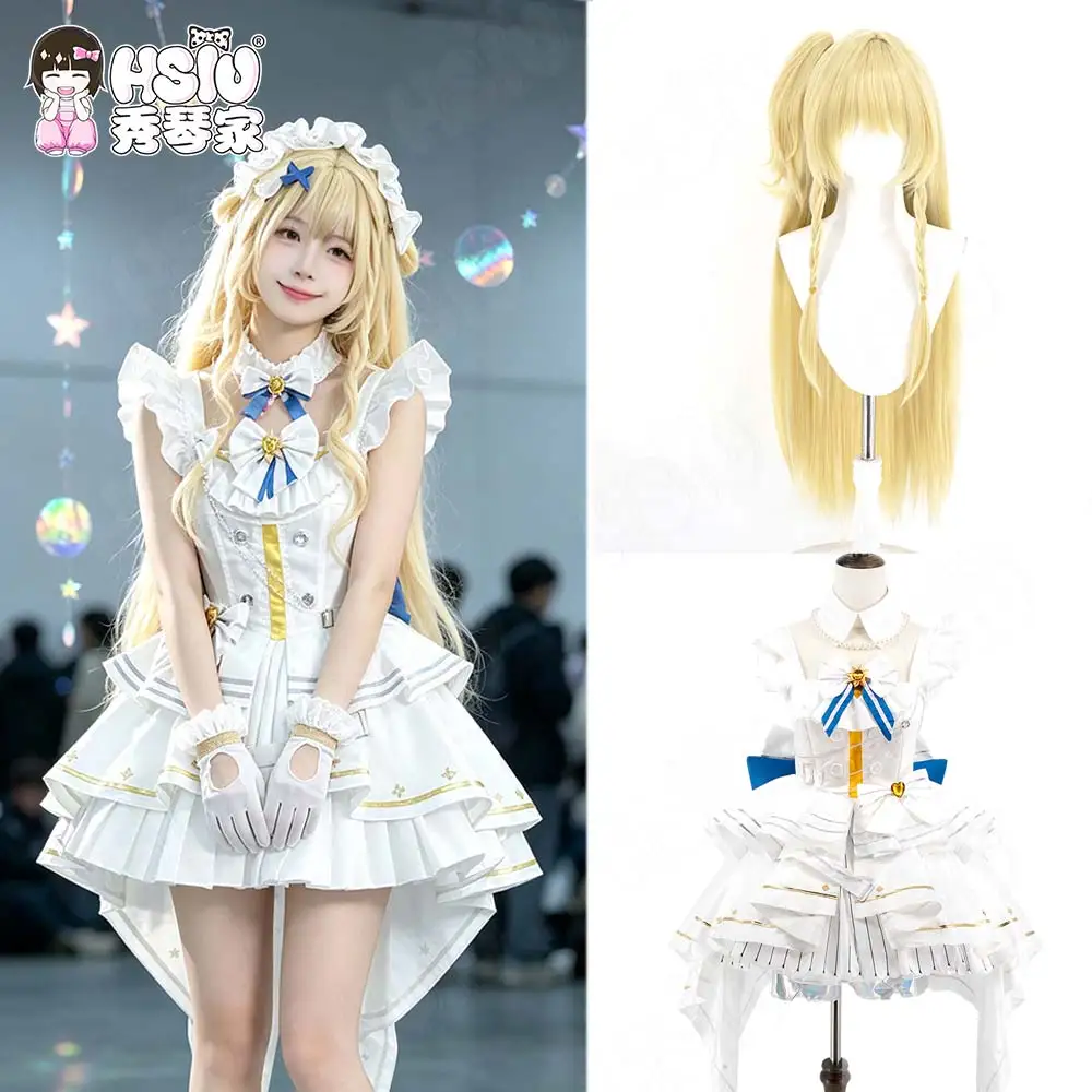 Wuthering Waves Phoebe Solar5 Cosplay Costume Wig Hairpiece HSIU Extra Long Blonde Synthetic Wig with Matching Cosplay Costume