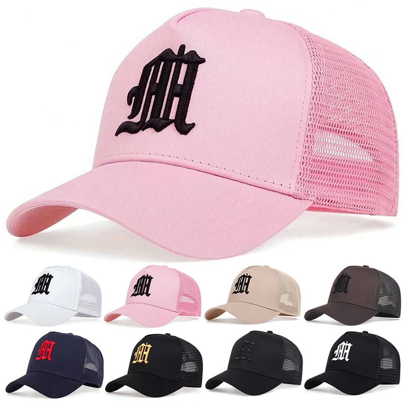 Unisex M Letter Embroidery Baseball Net Caps Hip Hop Cap Spring Summer Outdoor Adjustable Casual Hats Sunscreen Hat