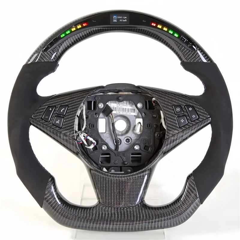 LED Display Suede Real Carbon Fiber Steering Wheel for BMW E64 630i 645ci 650i Custom Leather Steering Wheel Car Accessories 3