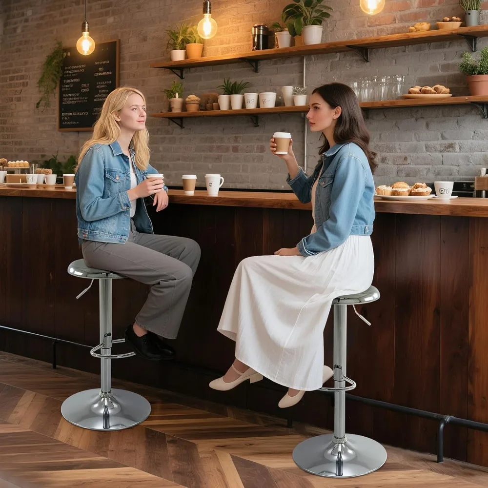 "Set Of 2 Adjustable Bar Stools - Swivel Airlift Metal Stools, Backless Counter Height"​