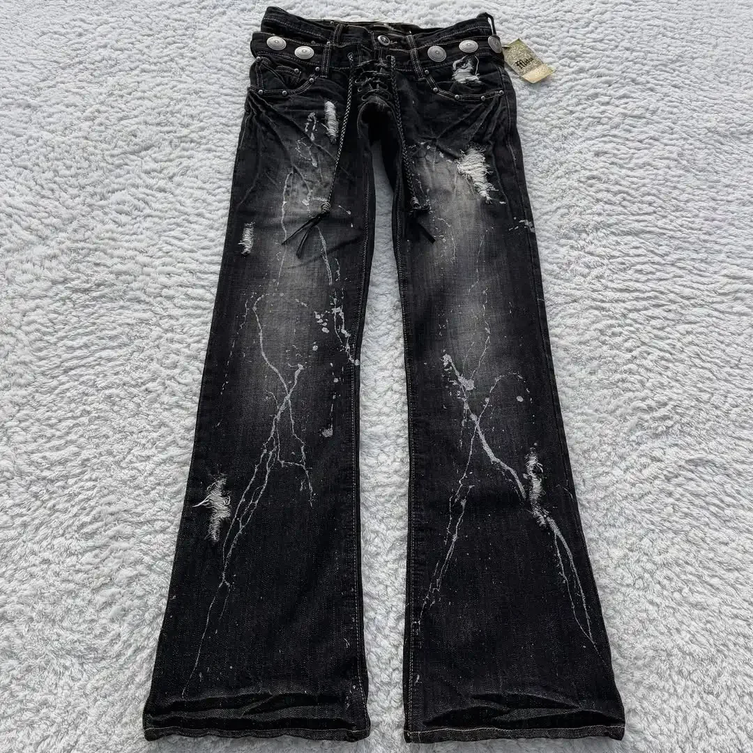 Jeans causali a doppia vita alla moda da uomo American Street Jeans larghi hip-hop neri a gamba larga Jeans punk gotici unisex