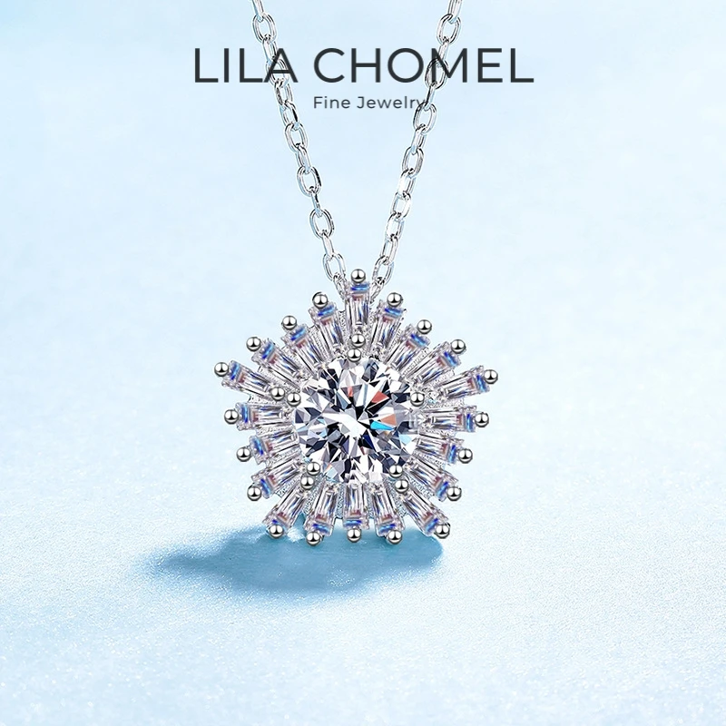Girl Friend Valentine's Day 18K White Gold Birthday Gift Pentagon Pendant 1CT Moissanite Diamond Women Wedding PT950 Necklaces